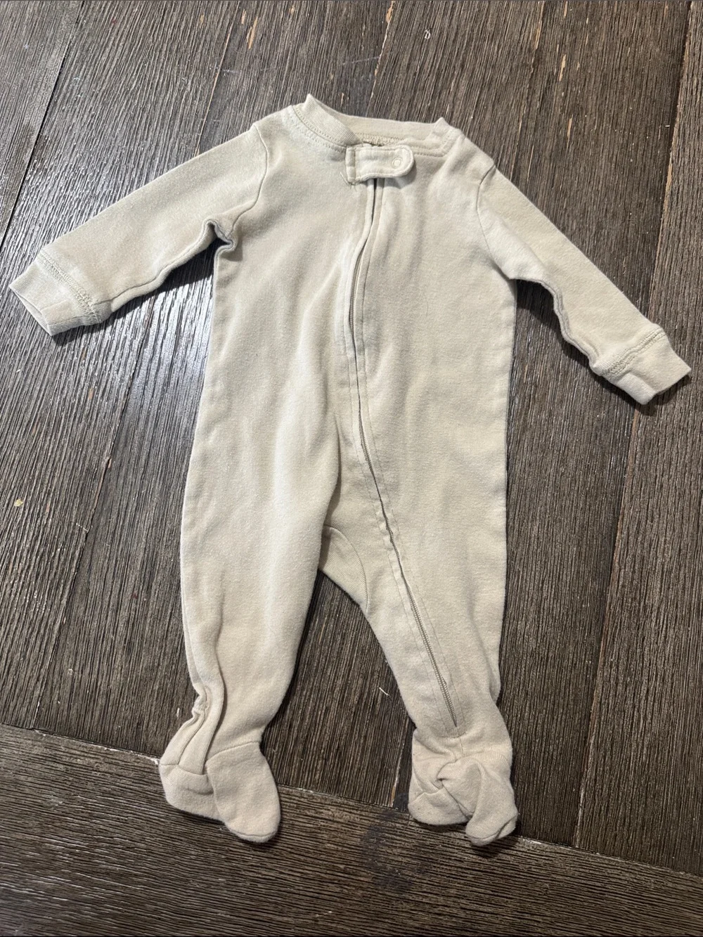 Okie Dokie Footed Zip Sleeper Pajamas Beige Neutral 3M Baby Unisex